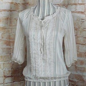 EXPRESS Ivory Tuxedo Style Boho Top, SZ XS, GUC